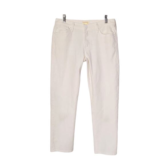 Mother The Dropout Straight Crop Jeans Glass Slipper Wash White Denim Size 27 - Picture 1 of 10